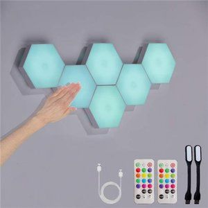 Hexagon Lights with Remote, Smart DIY Hexagon Wall Lights,Dual Control LED Light